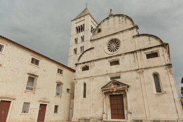 Fototapeta na wymiar Croatia - Zadar in Dalmatia. Townscape with St. Mary church.