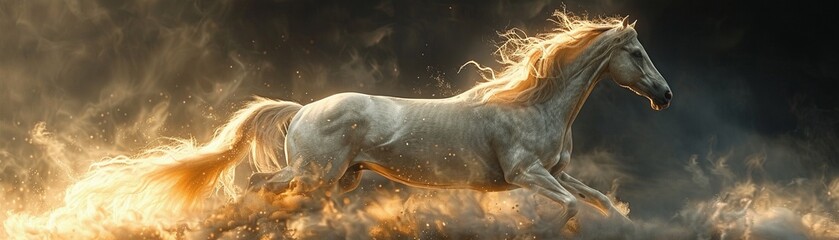 Horse galloping, mane flowing with the grace of G