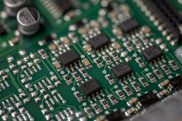 A small processor on a printed circuit board.