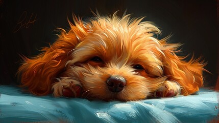 Puppies drawings, adorably clumsy paws and soft fur - obrazy, fototapety, plakaty