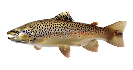 Brown trout fish or Salmo trutta isolated on white