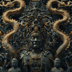 Fototapeta na wymiar Ancient Buddhism T-Shirt Vinly Movie Poster Cover Printable 3D Render