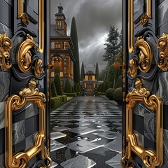 Historic Tudor mansion, grand, architectural photography, English heritage - obrazy, fototapety, plakaty