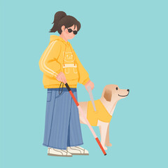 Blind woman with guide dog