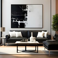 modern living room with sofa with white and black color