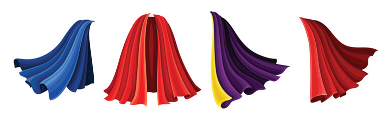Superhero Cape and Cloak Fabric Cover Vector Set