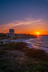 La Torretta beach on sunset in Bisceglie city in south Italy (Apulia, Italy)