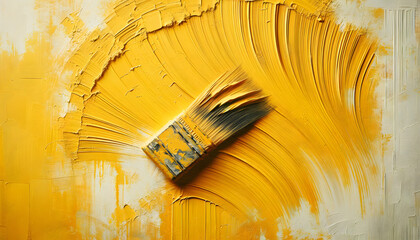Dynamic Yellow Brush Strokes on Canvas
