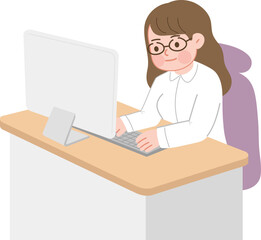 컴퓨터하는 여자
