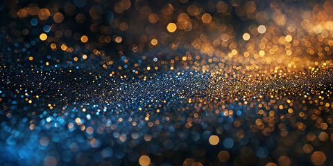 Background of abstract glitter lights. gold, blue AI-generated Image