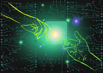 Abstract Networking Concept Background Hand. Technology and Network connecting backdrop design