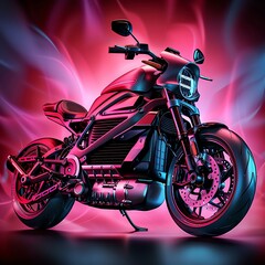 Sleek electric motorcycle, modern, commercial photography, innovation theme