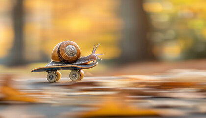 Rapid snail on a skateboard