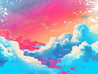 halftone clouds and vibrant gradients  a unique background effect, modern Backdrop