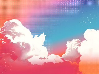 Obraz premium halftone clouds and vibrant gradients a unique background effect, modern Backdrop