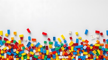 Lego background, lego wall with texture,  multi-color wall, modern lego backdrop  - obrazy, fototapety, plakaty