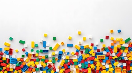 Lego background, lego wall with texture,  multi-color wall, modern lego backdrop  - obrazy, fototapety, plakaty