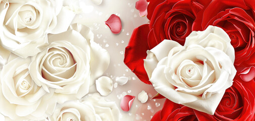 Beautiful bouquet of white and red roses, perfect for various occasions