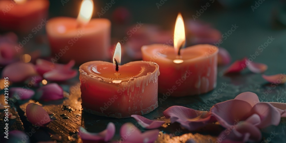 Poster group of three candles on top of a table, suitable for various occasions