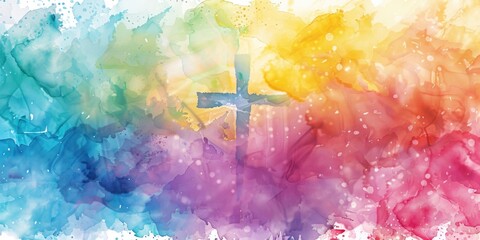 Watercolor painting of a cross, suitable for religious themes - obrazy, fototapety, plakaty