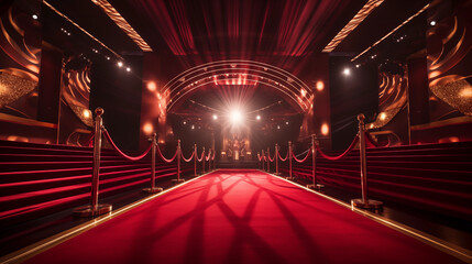Red and gold magic stage isolation background, Illustration	