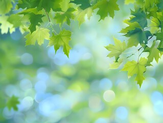 Fototapeta na wymiar Summer background, green tree leaves on blurred background