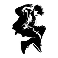 Young man Cool Handsome Hip Hop Boy, Boy Clipart, B Boy, Hip Hop Action vector black color silhouette, Black color silhouette, isolated white background  (59)