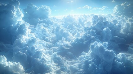 Fototapeta na wymiar The Cloud Sea. Natural Sky Backdrop. Concept Art. Realist Illustration. Video Game Background. Nature Scenery.