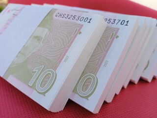 Bundle of Pakistani Currency. 10 Rupees note Pakistani, Pakistani currency note PKR 10 rupees. Heap of Pakistani currency bundle
