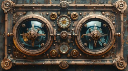 2 steampunk banners - 3D illustration.