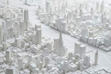 Fototapeta premium 3D Rendering of city's foundation in all white model. AI Generative. 