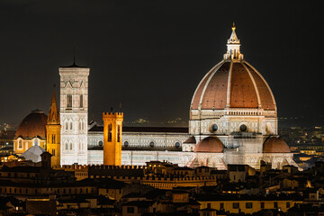 illuminated Florence Cathedral at night