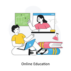 Online Education FlStyle Design at Vector illustration. Stock illustration