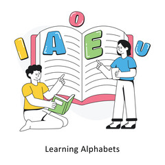 Learning Alphabets  Flat Style Design Vector illustration. Stock illustration