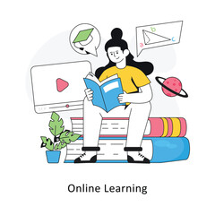 Online Learning Flat Style Design Vector illustration. Stock illustration