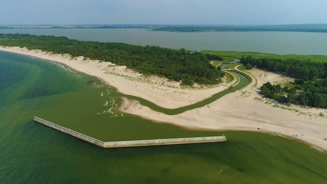 Landscape Breakwater Canal Jamno Mielno Falochron Kanal Aerial View Poland