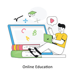 Online Education Flat Style Design Vector illustration. Stock illustration