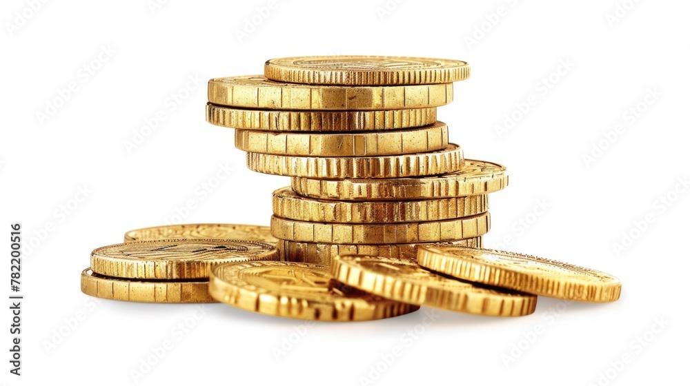 Poster a pile of gold coins stacked on top of each other. perfect for financial concepts