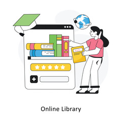 Online Library  Flat Style Design Vector illustration. Stock illustration