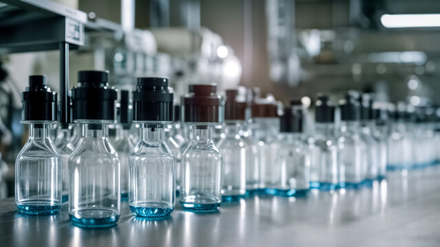 All'interno della Produzione di Fiale di Vetro in una Fabbrica Farmaceutica