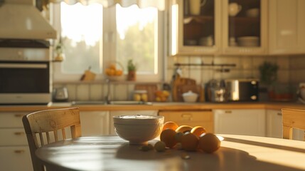 Fresh oranges in a kitchen setting, perfect for food and nutrition concepts