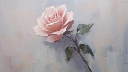 ピンクの薔薇の油絵_1