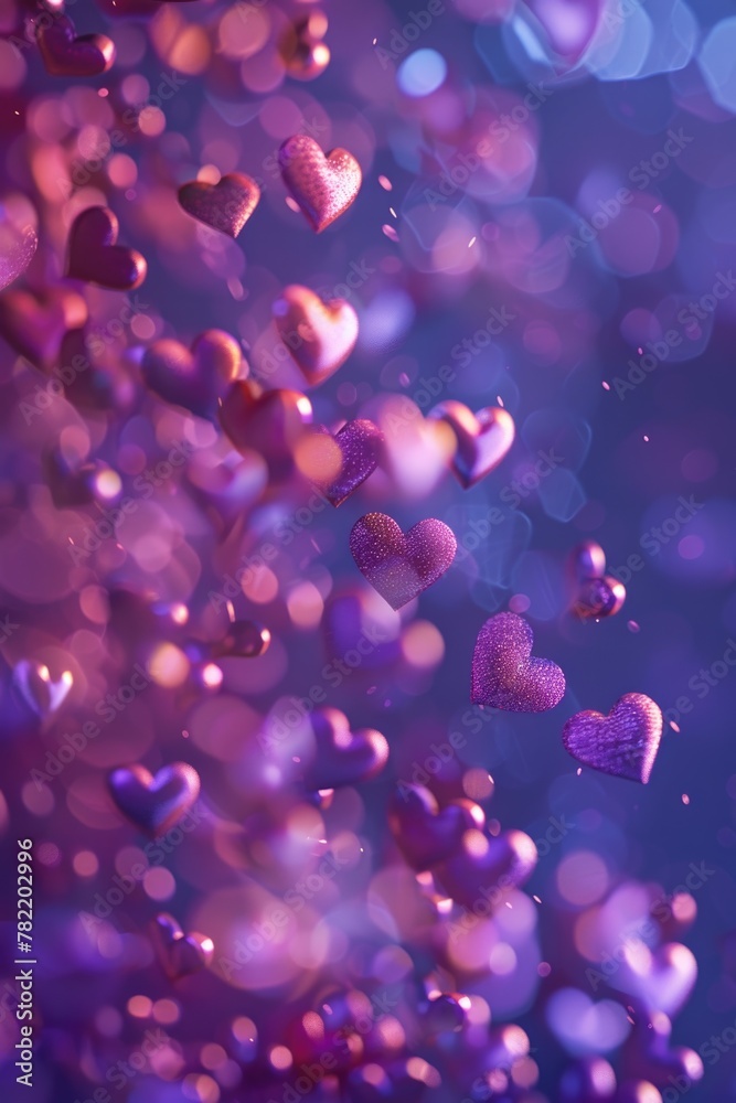 Poster a bunch of hearts floating in the air, suitable for various romantic occasions