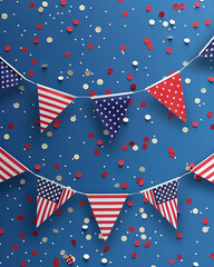 Obraz premium Background: template with stars and stripes with the colors of the 4th of July party