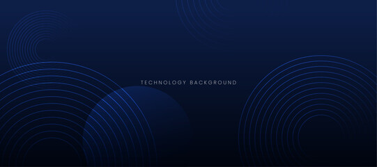 Blue technology background with circle lines. Futuristic modern design