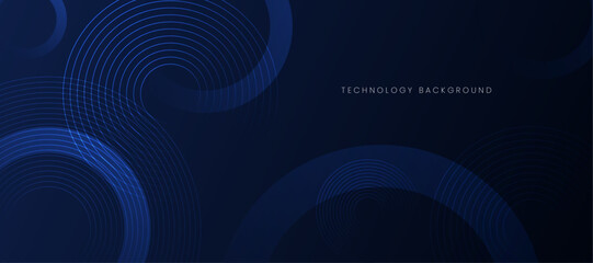 Blue technology background with circle lines. Futuristic modern design