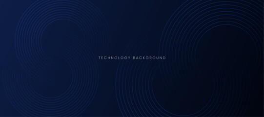 Blue technology background with circle lines. Futuristic modern design