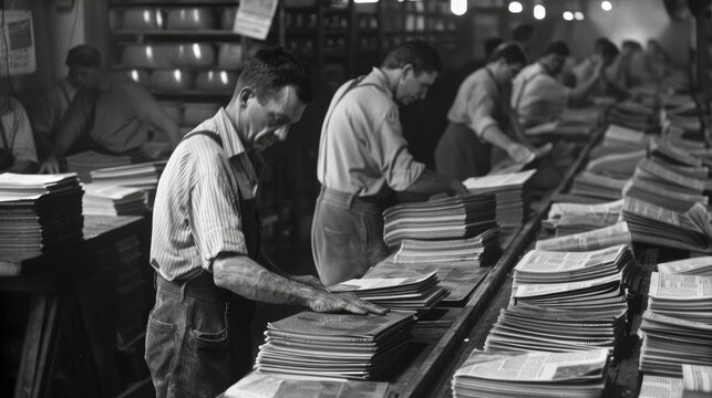 The process of printing magazines and newspapers