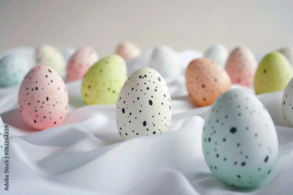 Poster a close-up image of various colored eggs. perfect for easter and spring-themed designs