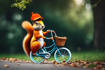 squirrel cycling in garden